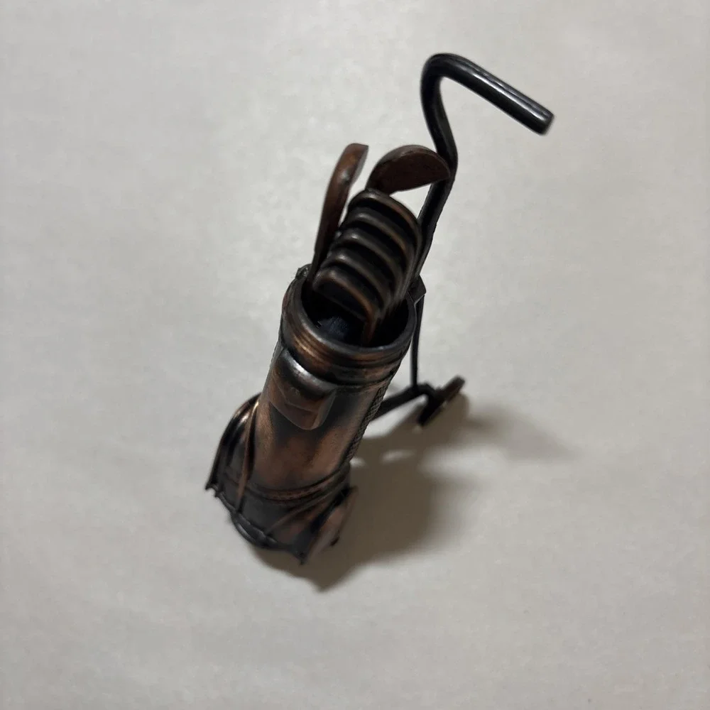VTG Mini Pencil Sharpener Bronze Die Cast Metal Golf Bag Clubs /w Box EUC